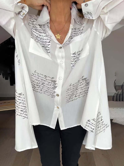 Ruby™ - Elegant Letter Print Shirt