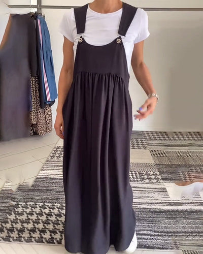 Sienna™ - Casual Solid Color Suspenders Dress