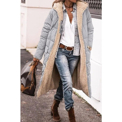 Chloe™ - Comfortable warm fleece long puffer jacket with hood