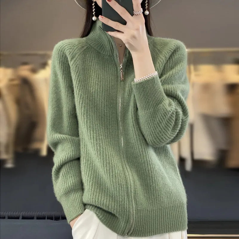 Sophie - Wool Cardigan with Zipper