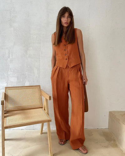 Chloe - Cotton Linen Chic Two-Piece Set