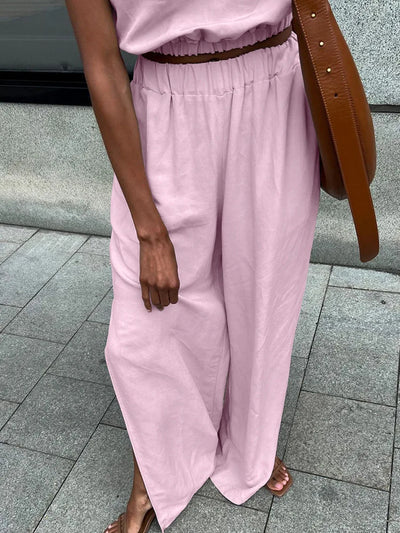 Daisy - Cotton Linen Sleeveless Top and Pants Set