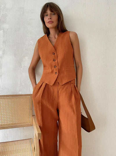 Chloe - Cotton Linen Chic Two-Piece Set