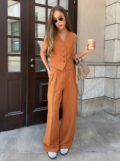 Chloe - Cotton Linen Chic Two-Piece Set