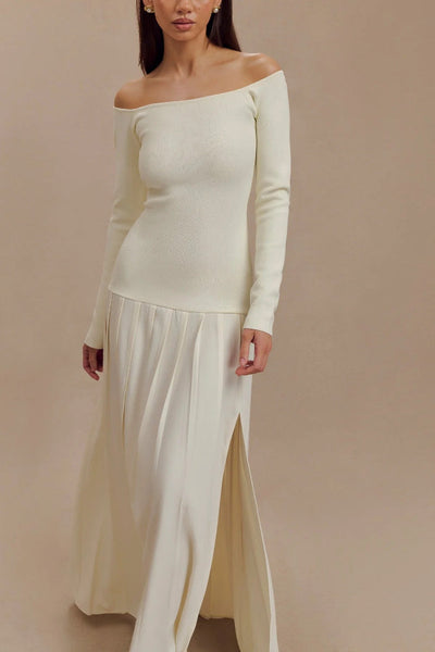 Aria™ - Retro Bardot-neck Maxi Dress