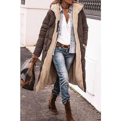 Chloe™ - Comfortable warm fleece long puffer jacket with hood