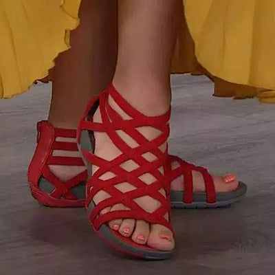 Poppy™ - Round Toe Hollow Ergonomic Roman Gladiator Sandals
