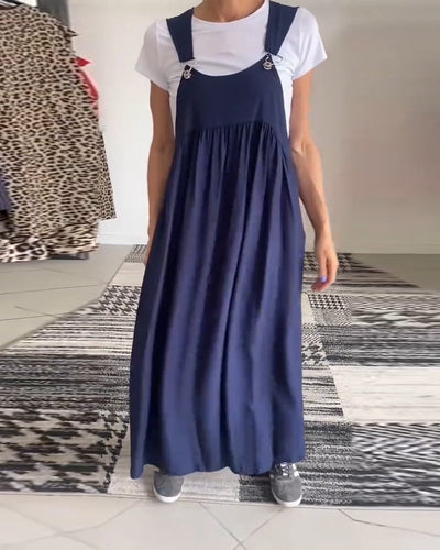 Sienna™ - Casual Solid Color Suspenders Dress