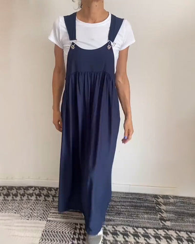 Sienna™ - Casual Solid Color Suspenders Dress
