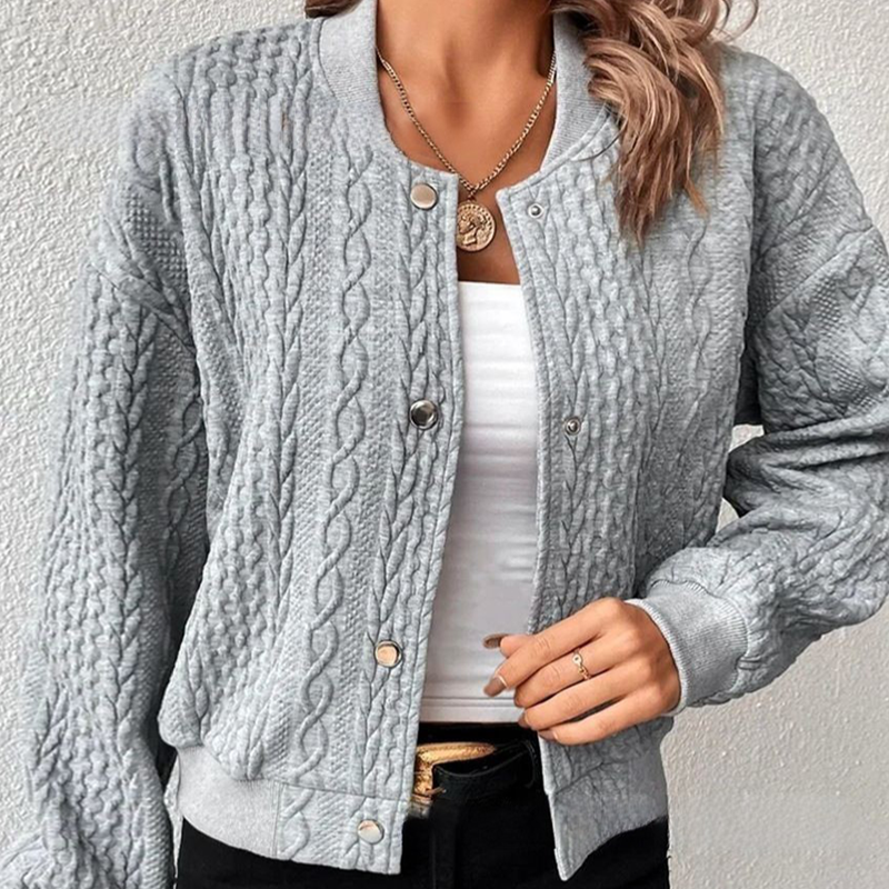 Comfortable Knitted Short Cardigan with Handmade Details