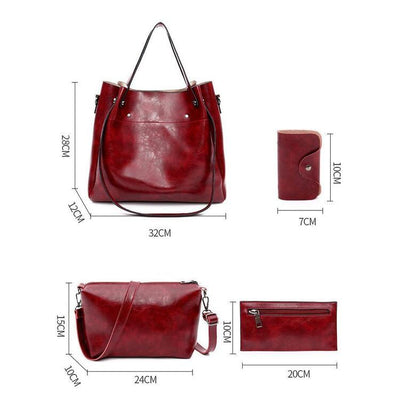 Greta™ - Vintage 4-Piece Leather Bag Set