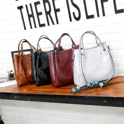 Greta™ - Vintage 4-Piece Leather Bag Set