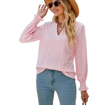 Mia™ - Elegant Handmade V-Neck Shirt