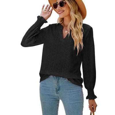 Mia™ - Elegant Handmade V-Neck Shirt
