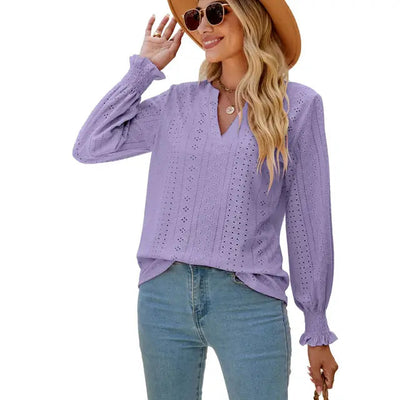 Mia™ - Elegant Handmade V-Neck Shirt
