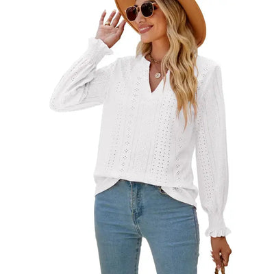 Mia™ - Elegant Handmade V-Neck Shirt