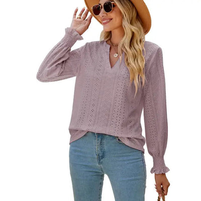 Mia™ - Elegant Handmade V-Neck Shirt
