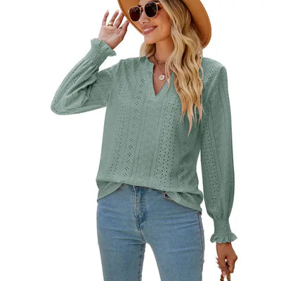 Mia™ - Elegant Handmade V-Neck Shirt