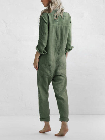 Freya™ - Comfortable Linen Long-Sleeved Jumpsuit