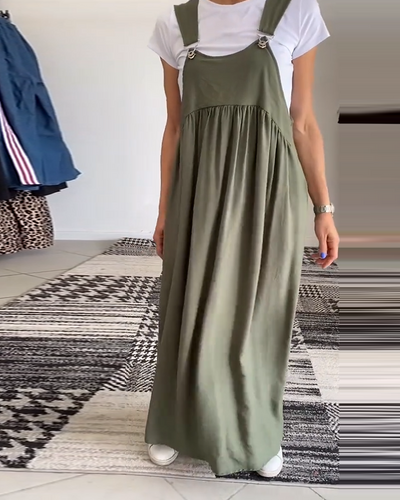 Sienna™ - Casual Solid Color Suspenders Dress