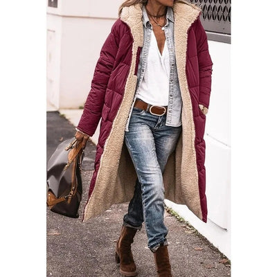 Chloe™ - Comfortable warm fleece long puffer jacket with hood