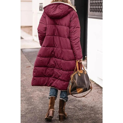 Chloe™ - Comfortable warm fleece long puffer jacket with hood