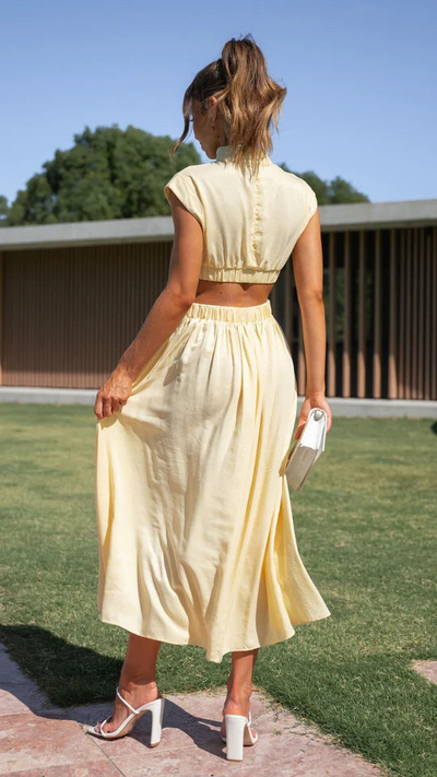 Aria™ - Elegant Waist Cut Out Dress With Pockets