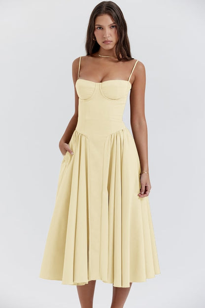 Willow™ - Elegant Sleeveless Corset Midi Dress