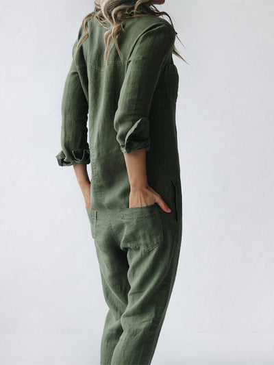 Freya™ - Comfortable Linen Long-Sleeved Jumpsuit