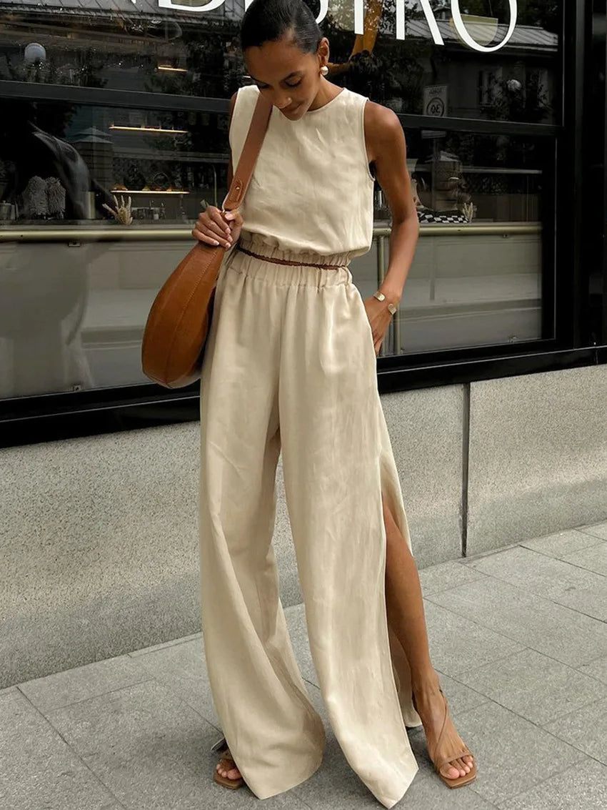 Daisy - Cotton Linen Sleeveless Top and Pants Set