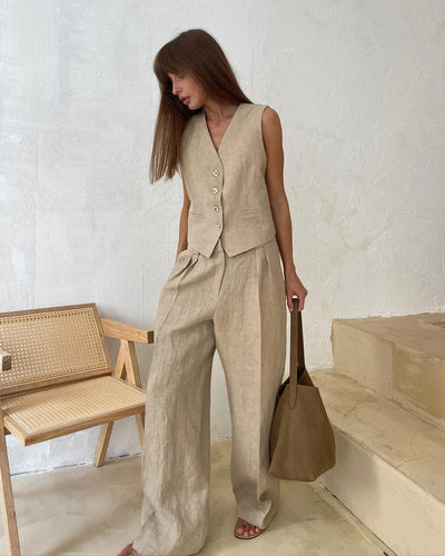Chloe - Cotton Linen Chic Two-Piece Set