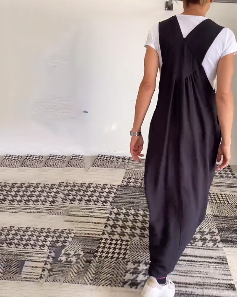Sienna™ - Casual Solid Color Suspenders Dress