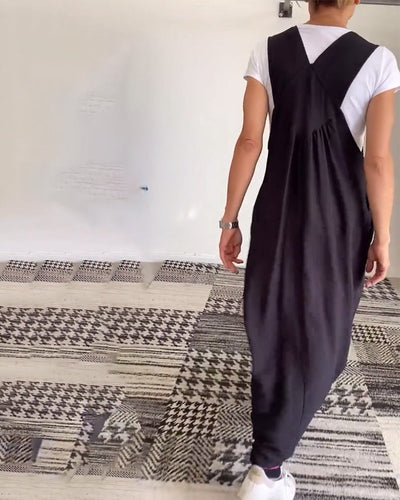 Sienna™ - Casual Solid Color Suspenders Dress