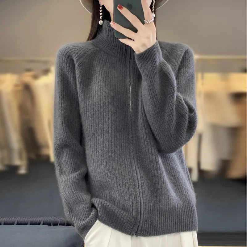 Sophie - Wool Cardigan with Zipper
