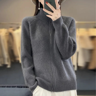 Sophie - Wool Cardigan with Zipper