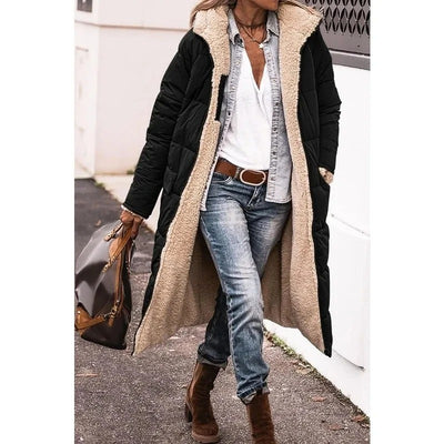 Chloe™ - Comfortable warm fleece long puffer jacket with hood