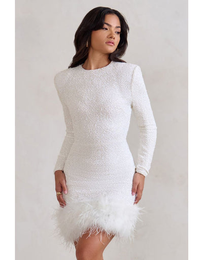 Sienna™ - Modern Sequins Feather Mini Dress