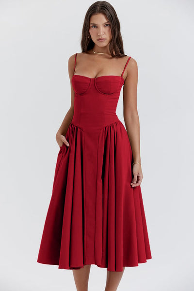 Willow™ - Elegant Sleeveless Corset Midi Dress