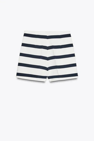 Layla™ - Logbook Stripe Button Shoulder T-Shirt