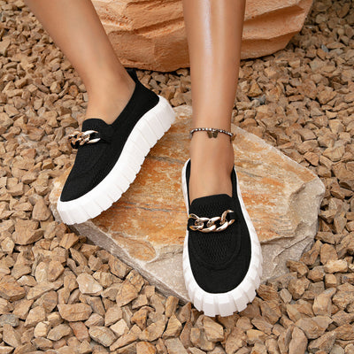 Kendra - Chain Decor Mesh Comfort Flat Loafers