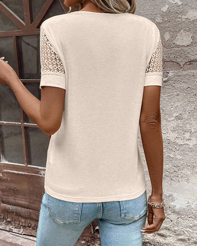 Freya™ - Comfortable V-Neck Lace T-Shirt