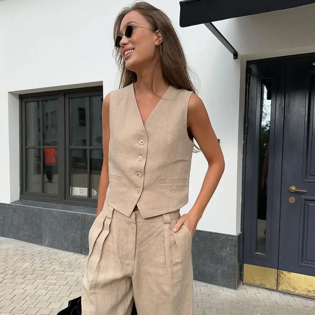 Chloe - Cotton Linen Chic Two-Piece Set