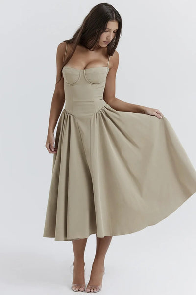 Willow™ - Elegant Sleeveless Corset Midi Dress