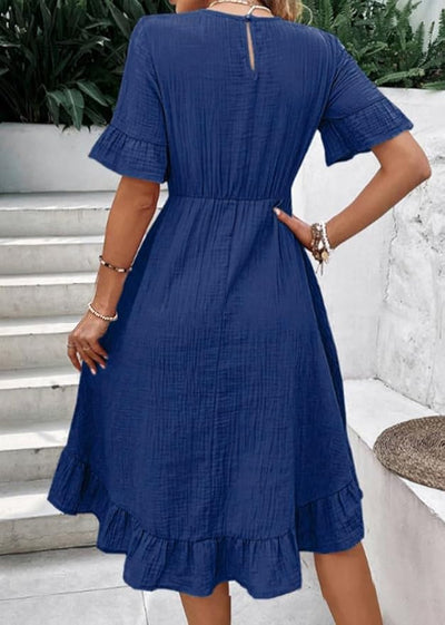 Freya™ - Elegant Ruffled Round Collar Dress