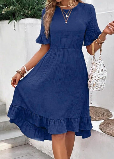 Freya™ - Elegant Ruffled Round Collar Dress