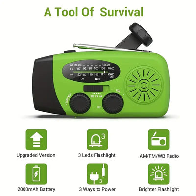 Emergency Hand Crank Radio With 2000 mAh Power Bank