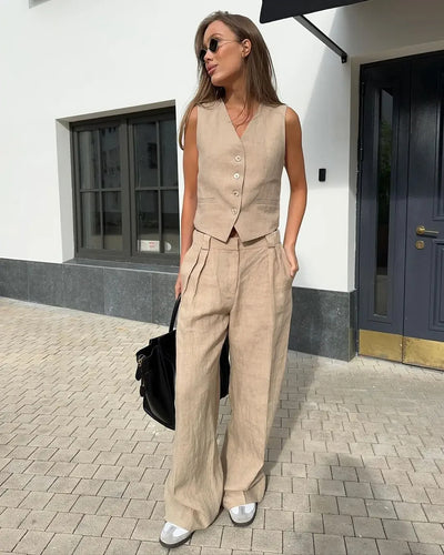 Chloe - Cotton Linen Chic Two-Piece Set