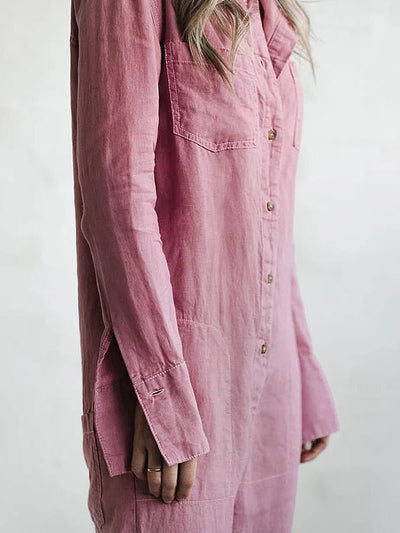 Freya™ - Comfortable Linen Long-Sleeved Jumpsuit