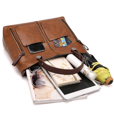 Audrey™ - Vintage Leather Shoulder Bag With Handmade Details