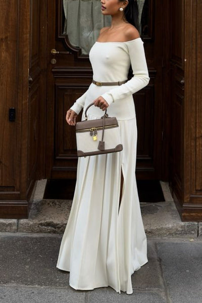 Aria™ - Retro Bardot-neck Maxi Dress